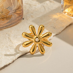 Flower 304 Stainless Steel Open Cuff Rings for Women&nbsp;RI8573