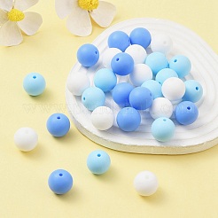 30Pcs 3 Colors Silicone Beads Round Rubber Bead 15MM Loose Spacer Beads for DIY Supplies Jewelry Keychain Making&nbsp;SIL-FS0001-01D