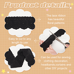 15 Yards Cotton Embroidery Bowknot Lace Ribbons&nbsp;OCOR-WH0045-35B