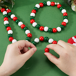 Christmas Theme 5 Strands Spray Painted Natural Wood Beads Strands&nbsp;WOOD-SP0001-02A