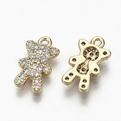 Brass Micro Pave Clear Cubic Zirconia Charms&nbsp;LS-RJEW-T063-65G-NF