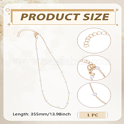 1Pc Round White Plastic Pearl & Alloy Link Chain Necklaces for Women&nbsp;NJEW-LP0007-36