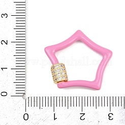 Star Brass Micro Pave Clear Cubic Zirconia Screw Carabiner Clasps&nbsp;KK-B167-01C-02G