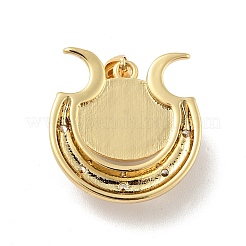 Evil Eye with Moon Brass Micro Pave Clear Cubic Zirconia Pendants&nbsp;KK-G419-10G-02