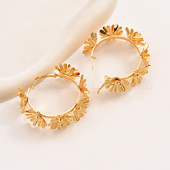Luxurious Brass Flower Hoop Earrings&nbsp;NZ6033