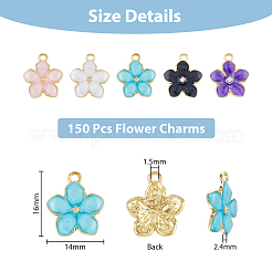 150Pcs 5 Colors Flower Shape Alloy Enamel Pendants&nbsp;ENAM-DC0001-32