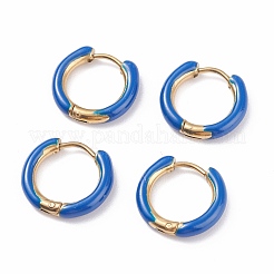 Ion Plating(IP) Two Tone 304 Stainless Steel Chunky Huggie Hoop Earrings with Enamel for Women&nbsp;EJEW-C043-11-G