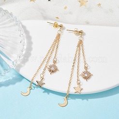 Moon & Star & Sun Cubic Zirconia Dangle Stud Earrings&nbsp;EJEW-JE05545