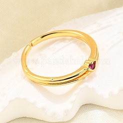 Brass Micro Pave Cubic Zirconia Cuff Rings for Women&nbsp;RJEW-H247-34G-02