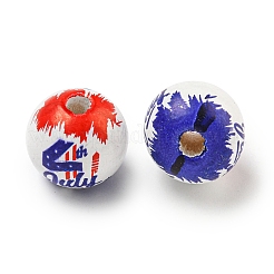 Printed Wood European Beads&nbsp;WOOD-G022-07A