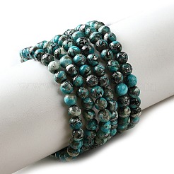 Synthetic Silver Line Turquoise Beads Strands&nbsp;G-L617-D03-4mm