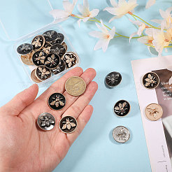 24Pcs 3 Colors 1-Hole Zinc Alloy Flat Round with Bees Buttons&nbsp;BUTT-CA0001-30
