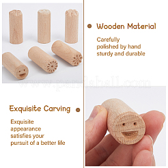 6Pcs 6 Styles Round Wooden Traditional Chinese Moon Cake Molds&nbsp;AJEW-CA0004-23
