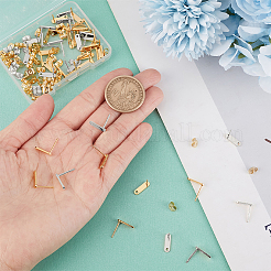 60Pcs 2 Colors 201 Stainless Steel Stud Earring Findings with Hole&nbsp;EJEW-BBC0002-15