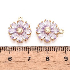 Real 18K Gold Plated Brass Micro Pave Cubic Zirconia Pendants&nbsp;X-KK-S360-043B-NF