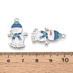 Christmas Rack Plating Alloy Enamel Snowman Pendants&nbsp;ENAM-T024-75A-P