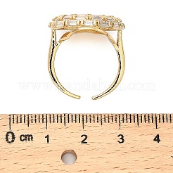 Brass Micro Pave Clear Cubic Zirconia Cuff Finger Rings for Women&nbsp;RJEW-M098-03G