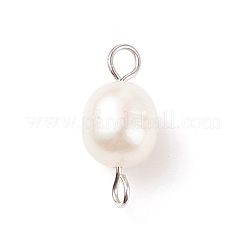 Natural Cultured Freshwater Pearl Beads Connector Charms&nbsp;PALLOY-JF01551-01