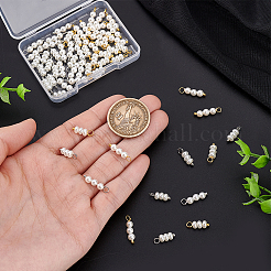 60Pcs 4 Styles Shell Pearl Beaded Pendants&nbsp;PALLOY-GA00044
