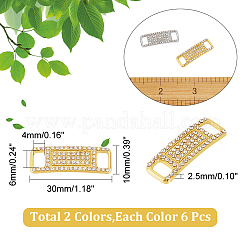 12Pcs 2 Colors Brass Micro Pave Clear Glass Connector Charms&nbsp;FIND-AR0002-40