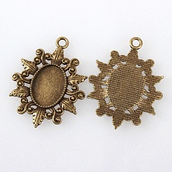 Vintage Tibetan Style Alloy Flower Pendant Cabochon Bezel Settings&nbsp;X-TIBEP-M018-41AB-NF