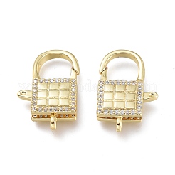 Brass Micro Pave Clear Cubic Zirconia Lobster Claw Clasps&nbsp;ZIRC-Q024-21G