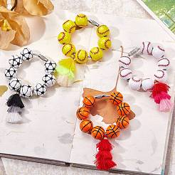 Football Wood Beads Pendant Decoration&nbsp;HJEW-SW00116