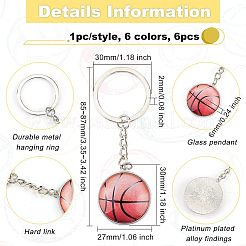 6Pcs 6 Style Glass Pendant Keychain&nbsp;KEYC-OC0001-23