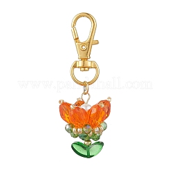 Flower Glass Pendants Decorations&nbsp;HJEW-MZ00248-02
