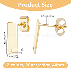 40Pcs 2 Colors 201 Stainless Steel Stud Earrings Finding&nbsp;FIND-DC0006-57