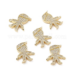 Brass Micro Pave Clear Cubic Zirconia Connetor Charms&nbsp;KK-E068-VB031