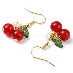 304 Stainless Steel Glass Blueberry Dangle Earrings&nbsp;EJEW-JE06251-01