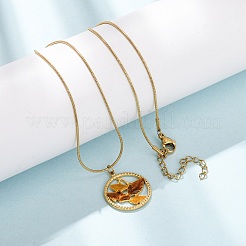 Brass Enamel Pendant 304 Stainless Steel Round Snake Chain Necklaces for Women&nbsp;KK-CBA3D94-01A-G
