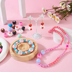 50Pcs 10 Colors Round with Star Food Grade Eco-Friendly Silicone Beads&nbsp;SIL-TA0001-47