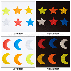 8Sets 2 Style Star & Moon PET Safety Reflector Strips Adhesive Stickers&nbsp;AJEW-GA0003-53