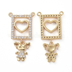 Brass Micro Pave Clear Cubic Zirconia Pendants&nbsp;ZIRC-L076-032G