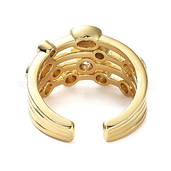 Rack Plating Brass Micro Pave Cubic Zirconia Open Cuff Rings&nbsp;RJEW-Q777-14G