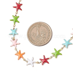 Ocean 304 Stainless Steel Colorful Enamel Starfish Fish Turtle Link Chain Necklaces for Women&nbsp;NJEW-JN05806