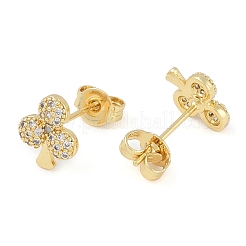 Rack Plating Club Brass Pave Cubic Zirconia Stud Earrings for Women&nbsp;EJEW-Z059-10G