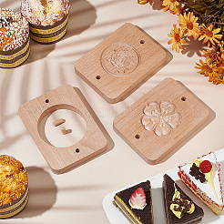 3 Styles Rose & Sakura Wooden Hand Press Moon Cake Maker&nbsp;WOOD-FG0001-43