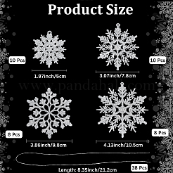 36Pcs Snowflake Plastic Pendant Decorations&nbsp;DIY-CP0013-33B