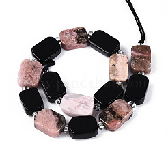 Natural Obsidian & Rhodonite Beads Strands&nbsp;G-N358-02A-04