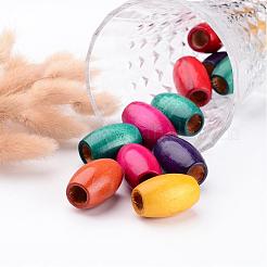 Mixed Lead Free Oval Natural Wood Beads&nbsp;X-WOOD-S619-M-LF