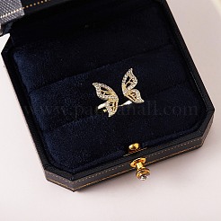 Butterfly Clear Cubic Zirconia Cuff Ring&nbsp;RJEW-SZ0001-13