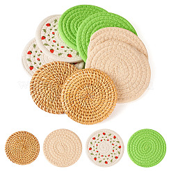 8Pcs 4 Styles Rattan & Cotton Mat&nbsp;AJEW-MB0001-02