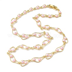 Brass Enamel Evil Eye Link Chain Necklaces&nbsp;NJEW-G183-01G