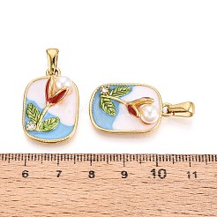 304 Stainless Steel Rhinestone & Enamel & ABS Imitation Pearl Pendants&nbsp;STAS-T072-85A-G