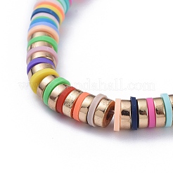 Handmade Polymer Clay Heishi Beads Stretch Bracelets&nbsp;BJEW-JB05300-01