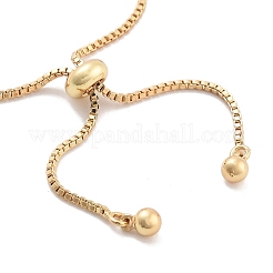 Brass Pave Clear Cubic Zirconia Flat Round Box Chain Slider Bracelets&nbsp;BJEW-YWC0002-12A-G