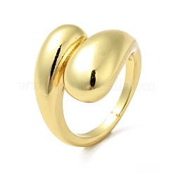 Brass Teardrop Open Cuff Ring for Women&nbsp;RJEW-A008-03G